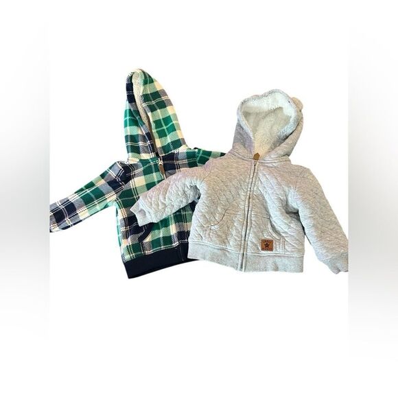 CARTERS Plaid and Gray Kids Hoodies Set - Picture 1 of 6